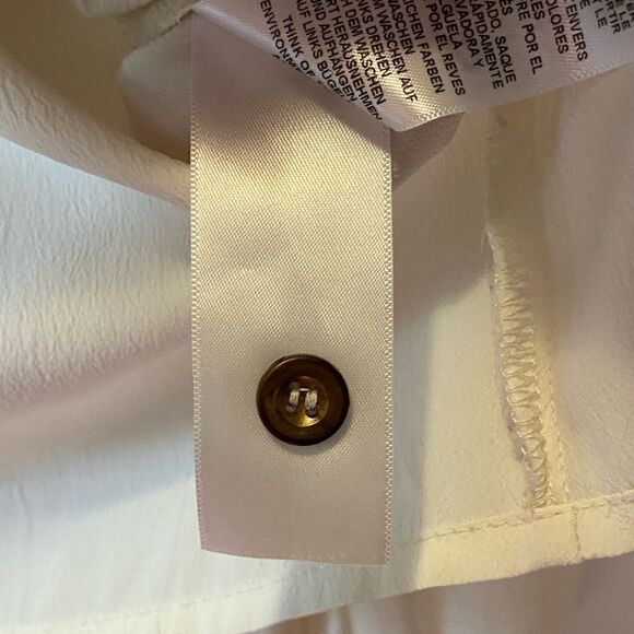 ASOS Long Sleeve Necktie Blouse Cream Black Women’s Size 10 - Picture 5 of 7